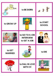 English Worksheet: MEMORY TILES (44  pieces)-LIFE EVENTS