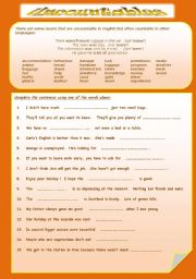 English Worksheet: Uncountable nouns