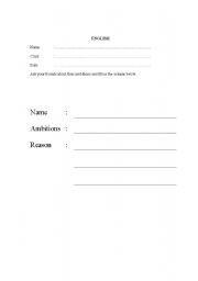 English worksheet: ambition