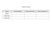 English Worksheet: ambition interview