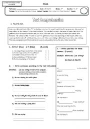 English Worksheet: text comprehension