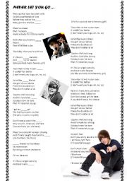 English Worksheet: Never let you go - Justin Bieber