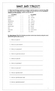 English Worksheet: GOODS AND SERVICES