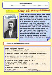 English Worksheet: Guy de Maupassant