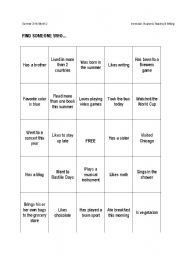English Worksheet: intro bingo