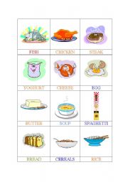 English Worksheet: FOOD 4 OF 6 -MEMORY GAME/PELMANISM