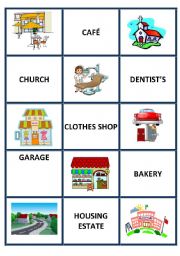 English Worksheet: MEMORY TILES (74 pieces)- PLACES