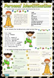 English Worksheet: PERSONAL IDENTIFICATION