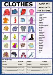 English Worksheet: CLOTHES