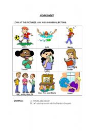 English Worksheet: Whats he doing?