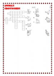 English Worksheet: Aninals crosswords 