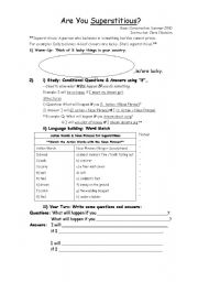 English Worksheet: Are you superstitious?