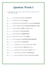English Worksheet: Question words 2