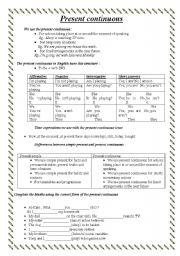 English Worksheet: Present continuous: explanations and exersises