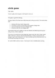 English worksheet: Circle Game 