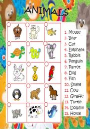 English Worksheet: ANIMALS MATCH