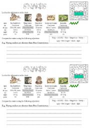 English Worksheet: Comparing Snakes