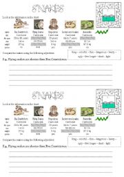 English worksheet: Comparing Snakes