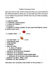 English Worksheet: OUTDOOR scavenger hunt (adapted from a previous one)