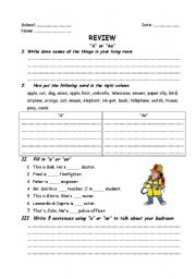 English Worksheet: A, an review