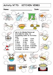 English Worksheet: KITCHEN VERBS