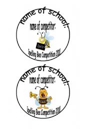 English Worksheet: Spelling Bee name cards 2 pages