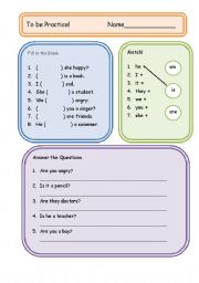 English Worksheet: To be practice worksheet