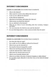 English Worksheet: Internet Discussion Questions