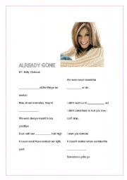 English Worksheet: Already Gone-Kelly Clarkson