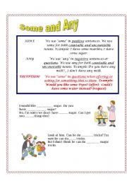 English Worksheet: some and any