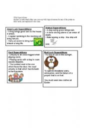 English worksheet: Sily superstitions