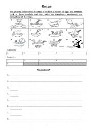 English Worksheet: recipe