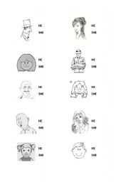 English Worksheet: He/She