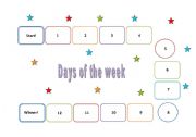 English worksheet: Days of the Week - Game