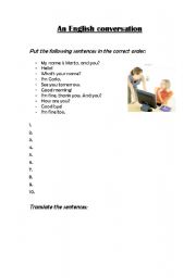 English Worksheet: Simple conversation