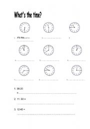 English worksheet: Whats the time?