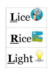 English Worksheet: Minimal Pairs - /l/ vs /r/