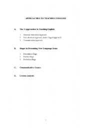 English Worksheet: APPROACHES TO TEACHING ENGLISH