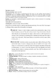 English Worksheet: writing advetisement