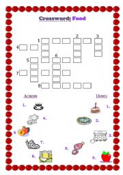 English worksheet: Crossword: Food