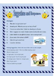 English Worksheet: Suggestions and Responses--(Conversation Choices) >2-pages *Fully Editable*