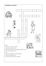 English Worksheet: Jobs crossword