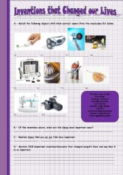 English Worksheet: Inventions that changed peoples lives