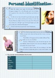 English Worksheet: Personal identification