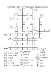 English Worksheet: Nature and Playground Crossword