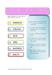 English worksheet: European Islands