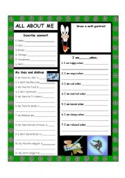 English Worksheet: All About Me