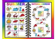 English Worksheet: SEASONS PICTIONARY AND MATCHING ALL-IN-ONE (SUMMER) 3/4