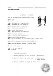 English Worksheet: INTRODUCTIONS