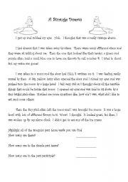 English Worksheet: A Strange Dream